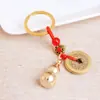Versión Grabada del Llavero de Calabaza de Latón Atrae-Riqueza, Colgante Personalizado, Adorno de Calabaza Bagua Feng Shui, Estilo Chino