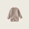 Camada Base de Suéter Infantil para Meninos e Meninas, Cor Sólida, Gola Redonda, Pulôver, Engrossado, Quente, Atacado do Fabricante, Roupa Íntima para Bebês e Crianças Pequenas