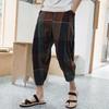 Pantalones de verano para hombre estilo chino 2020 talla grande sueltos a cuadros algodón y lino pantalones capri bombachos pantalones rectos casuales hombre