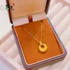 Colar Pingente Anel Grosso Dourado Vintage Novo Estilo Chinês Método Antigo Pequeno Pedaço de Ouro Fivela de Segurança Moda Versátil Corrente para Clavícula para Mulheres