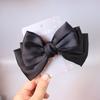 Pasador de Satén Negro Grande con Lazo Grande para Niños, Adorno para el Cabello Estilo Familiar, Pinza de Resorte, Pinza Superior, Accesorios para el Cabello, Estilo a Juego