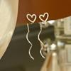[Utopía de Amor] aretes de borla de amor de una pieza largos sin bobina de mosquito línea de oreja femenina dulce