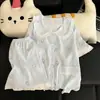Lindo conjunto de pijama de conejito a cuadros rosa para mujer, de verano, con cuello de muñeca, manga corta y shorts, estilo japonés, conjunto de ropa de casa para estudiantes, para usar en exteriores