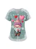 Estación Independiente de Ropa de Exportación Wish Europea y Americana Camiseta Casual Estampada de Cuello V Manga Corta Holgada Uniforme de Enfermera Talla Grande