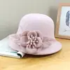 Chapéu pequeno vintage de copa redonda, chapéu moderno estilo britânico para mulheres, chapéu de feltro de lã, chapéu versátil estilo coreano para mulheres, chapéu de outono e inverno
