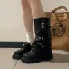 Botas longas estilo britânico destacáveis de uso bidirecional, novo modelo 2026, botas de montaria de sola grossa com salto grosso que se transformam em mocassins versáteis vintage