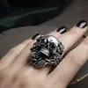 Anillo de Dedo Índice Personalizado Estilo Punk Calavera Resistente Estilo Europeo y Americano, Anillo Abierto Ajustable de Vid de Rosa Vintage
