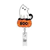 Carretel de Crachá Retrátil Gato Fantasma Desenho Animado Halloween Porta-Crachá de Enfermeira Clipe de Crachá Retrátil Carretel de Crachá para Presente
