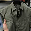 Camisa de trabajo de manga larga de algodón 100% de alta calidad, estilo vintage, con bolsillo, lavada, para hombre, chaqueta casual suelta para exteriores de otoño 2026, para hombre