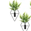 En stock Estante de Flores Geométrico de Metal para Pared Herrería Florero Colgante Decoración de Porche Decoración del Hogar Diamante Flor Hierro Forjado