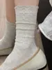 Calcetines de encaje de media pantorrilla nuevos para primavera y otoño, simples y versátiles, calcetines Ins sin costuras de alta gama a la moda, calcetines holgados retro coreanos