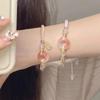 Pulseira de Casal Fivela Ping An Pêssego Yao Yao Yao Pulseira Feminina de Luxo Leve Nicho Corda de Mão Trançada Pulseira para Namorada 2024 Nova