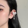 Pendientes de clip para oreja con diseño de luna, estrella y río, para mujer, sin orificios, con diamantes de imitación, perla, lazo, colgante de cristal, pendientes de clip para oreja, cara delgada