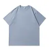 220g 40 Unidades Camiseta 100% Algodón Pesada Manga Corta Holgada Hombro Caído Doble Aguja Lisa Camisa Cultural Ropa de Trabajo Personalizada