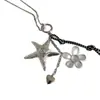Serie Chica Linda Fresca Caliente ~ Collar con Colgante Flor Estrella Estilo Coreano Cadena para Suéter Versátil de Lujo Ligero Collar con Candado de Moda