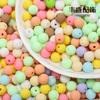 Cuentas retro de colores TikTok, material para manualidades, tarjeta de pintura de goma mate, 10 cuentas redondas, cuentas de goma con agujero recto, cuentas espaciadoras de plástico
