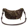 Bolsa feminina de pelúcia, bolsa de ombro com estampa de leopardo nicho verão 2025, bolsa transversal de moda trendy para o dia a dia