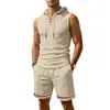 Conjunto de Chaleco con Capucha y Shorts Casuales Deportivos de Verano para Hombre Estilo Europeo y Americano de Color Bloqueado Amazon Transfronterizo