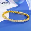 Pulseira de Moissanita Transfronteiriça para Meninas Corrente de Tênis Banhada a Prata Dourada Joia de Mão com Temperamento Simples Venda por Atacado