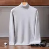 Suéter masculino de cashmere com gola alta, novo estilo outono/inverno, cor sólida, corte solto, tricô grosso, base de cashmere simples e casual