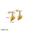 Moda Europeia e Americana Simples Concha Aço Inoxidável Brincos Concha Estrela do Mar Mulheres Ouro 18K Aço Inoxidável Joias Transfronteiriças