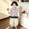 Chaleco de Punto para Niña Otoño Invierno Nuevo Estilo Bordado de Gato KT Chaleco de Punto Estilo Coreano Cardigan Elegante para Bebé Ropa de Abrigo