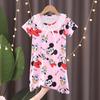 Camisón infantil, pijama de verano para niñas, de manga corta, con falda fina de encaje, ropa de casa para niñas de dibujos animados de talla mediana y grande.