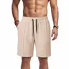 Pantalones cortos casuales de cordón para hombre, de estilo europeo y americano, para exteriores, vacaciones, verano, playa, corte holgado