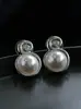 Aretes de Perla con Hilo de Figura de Ocho Estéreo Estilo Metálico para Mujer, Aretes de Perla en Espiral Estilo Festivo, Aguja de Plata 925 Venta al por Mayor