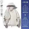 Chaqueta impermeable y cortavientos desmontable 3 en 1 para exteriores, abrigo cálido para hombres y mujeres, versátil para uso casual y deportivo