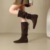 ZHR Botas de Caballero Altas con Pliegues Estilo Retro por Encima de la Rodilla para Mujer 2026 Otoño/Invierno Nuevas