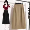 Falda Adelgazante Estilo Traje para Mujer Tallas Grandes, Diseñada para Mujeres Curvilíneas, con una Falda de Cintura Alta Versátil de Longitud Media en Línea A Única y Elegante
