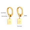 Brincos Retangulares Cruzados de Moda Versáteis Estrela da Sorte com Senso de Design, Presilhas de Aço Inoxidável Personalizadas para Homens e Mulheres
