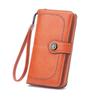 Carteras de Cuero Estampado de Fase * Nueva Cartera de Mano para Mujer Larga Retro Gran Capacidad Plegable con Cremallera Bolso Cartera Multifuncional