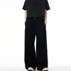 Calça de Alfaiataria Reta Casual de Perna Larga com Cintura Dividida Curva Estilo Retro Americano para Homens e Mulheres, Calça Longa Solta