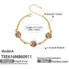 Set de joyería de acero inoxidable estilo lujo transfronterizo europeo y americano con circonita cúbica de colores en forma de esfera, incluyendo un brazalete, un collar y unos pendientes
