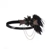Moda para fiesta de banquete joyería llamativa tocado diadema para el cabello al por mayor diadema para el cabello europea y americana diadema con plumas transfronteriza