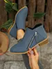 Botas Martin Transfronterizas Europeas y Americanas Botines Cortos de Piel Otoño Cremallera Lateral Comercio Exterior Con Tallas Grandes Estilo Europeo y Americano Bajo Plataforma Gruesa Venta al por Mayor Tallas Grandes