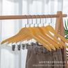 Percha de madera maciza antideslizante sin costuras, percha de madera para tienda de ropa de hotel, percha de madera para pantalones, perchero con clip para pantalones, perchero para ropa de adultos al por mayor