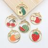 Accesorios para joyería diy transfronterizos redondos de marca gota de aceite de fruta grande cereza sandía aleación gota de aceite colgante llavero