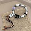 Pulseira de Corda Trançada Gato Caveira Fofa Design de Nicho Feminino Doce Cool Estilo Chinês Borla Pulseira Colorida