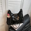 Mochila de Verão de Grande Capacidade Feminina 2025 Nova Moda Popular Bolsa para Deslocamento Versátil Transversal Ombro Sacola Tote