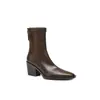 Nuevas botas elásticas adelgazantes de otoño e invierno para comercio transfronterizo, punta cuadrada, tacón grueso, negras y marrones, versátiles botines Martin de tacón medio para el día a día