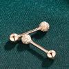 Pendientes de plata de ley 925 con hebilla de tornillo para mujer, estilo simple y frío, con cuentas esmeriladas, anticaídas, con doble cara delantera y trasera.