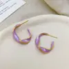 Pendientes de Tornillo Retorcidos Esmaltados con Goteo de Aceite Estilo Coreano Chapados en Oro Cobre para Mujer, Nuevos Pendientes de Botón de Moda Trendy de Lujo Ligero de Nicho con Temperamento