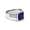 Anillo de acero de titanio para hombre, simple, a la moda, con gema multicolor, anillo cuadrado, fabricantes de anillos punk europeos y americanos al por mayor