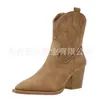 Botas de Mujer Juyuan 2026 Nuevas de Gran Tamaño Bordadas de Caña Baja Deseo Botas de Cuero para Mujer Amazon con Tacones Gruesos y Bordado