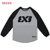 Camiseta Deportiva Holgada de Manga Larga 3V3 Baloncesto Americano Tiro Secado Rápido para Hombre Color Combinado Moda Fitness