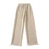 Pantalones de Chándal de Tiro Bajo Largos para Mujer 2024 Primavera y Verano Nuevo Estilo Holgados Casual Versátiles Aspecto Adelgazante Pierna Ancha con Cordón Doble Uso Pantalones de Pierna Ancha