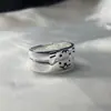 Anillo Diario Gato y Perro Anillo de Pareja Gatito Cachorro Diseño de Nicho Ins Anillo Abierto Ajustable para Dedo Índice